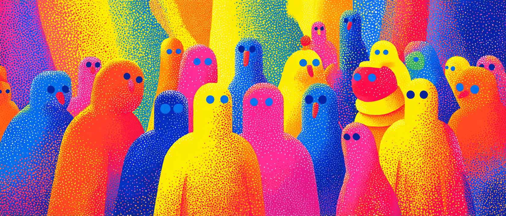 Colorful community of characters